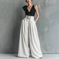 thumbnail image 2 of Women's High Waist Wide Leg Pants Elegant Pleated Work Business Casual Suit Trousers by Yigetop White M, 2 of 7