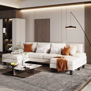 Homall 105 Modern U-Shape Sectional Sofa, Chenille Fabric Modular Couch, 4 Seat Oversized Sofa with Chaise for Living Room, White