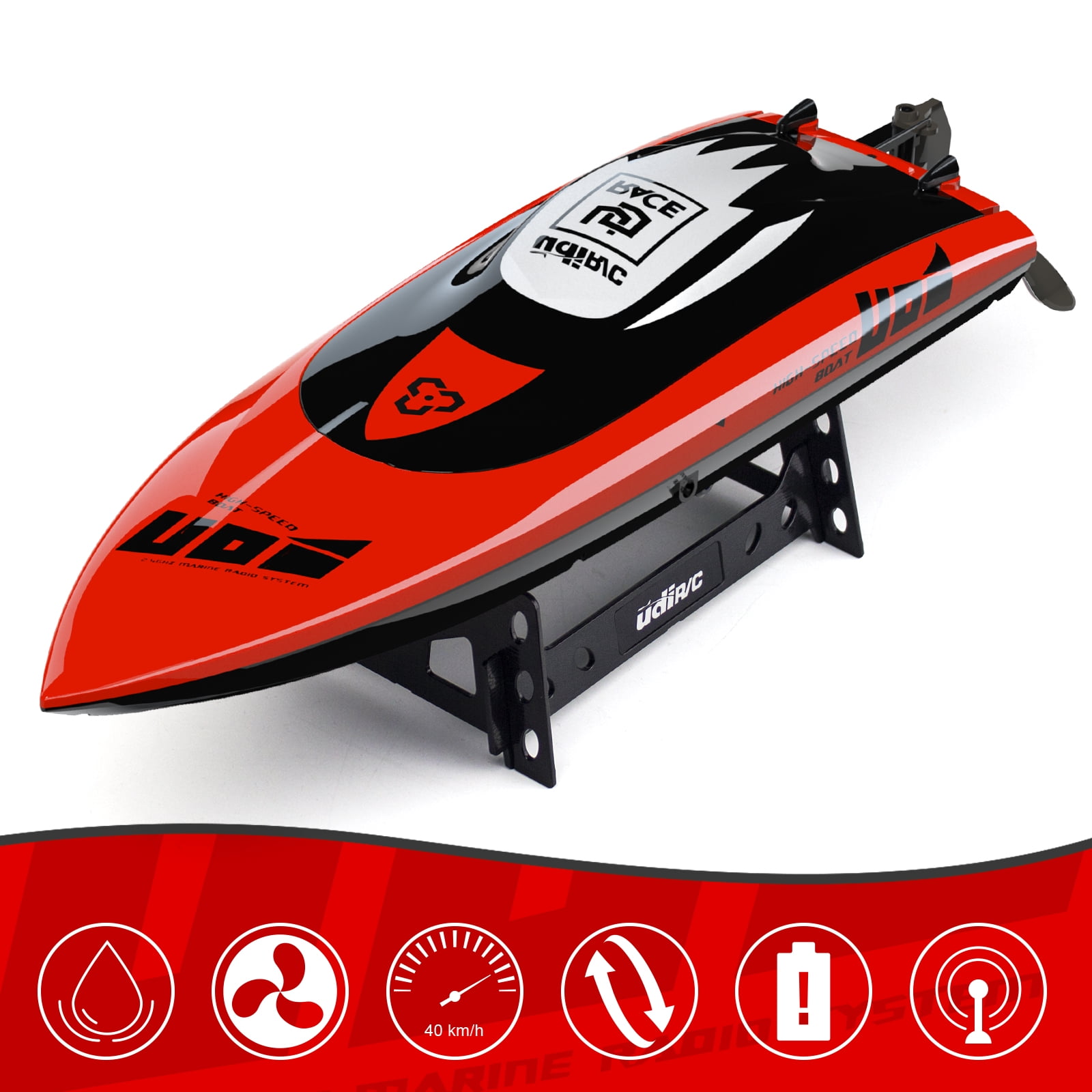 UDIRC 2.4Ghz RC Racing Boat 30KM/H Electronic Remote Control Boat for Adult Kids 