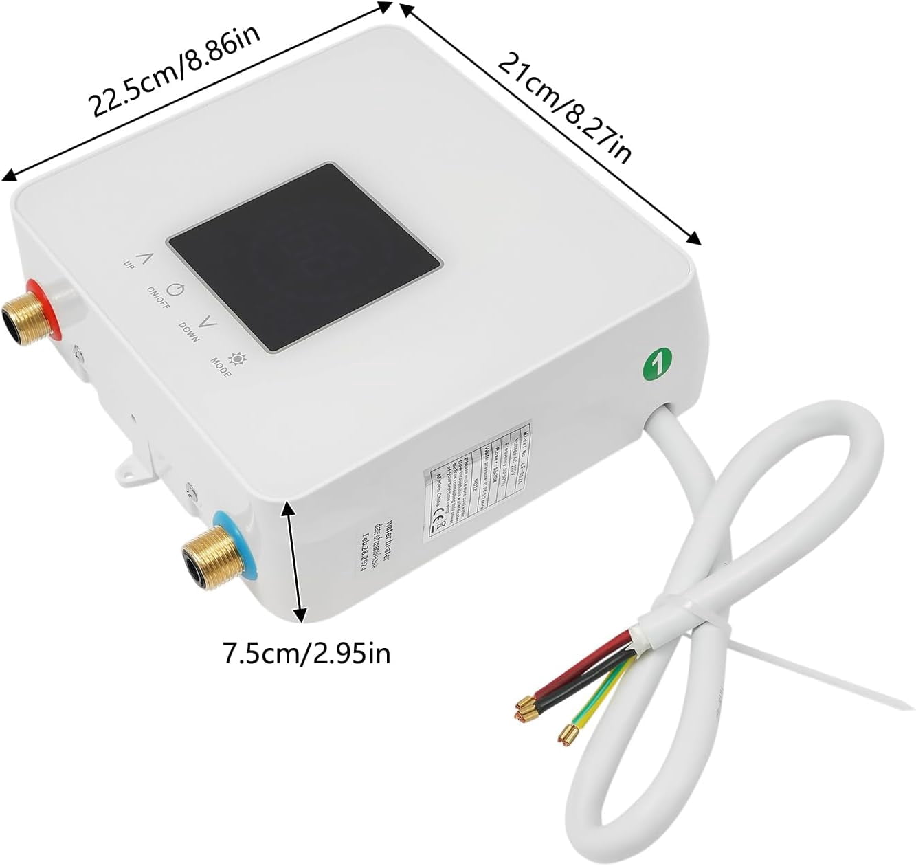Miumaeov Intelligent Constant Temperature Electric Water Heater,Large Square All White Design, Pecise Temperature Control,Enjoy Comfortable Bathing