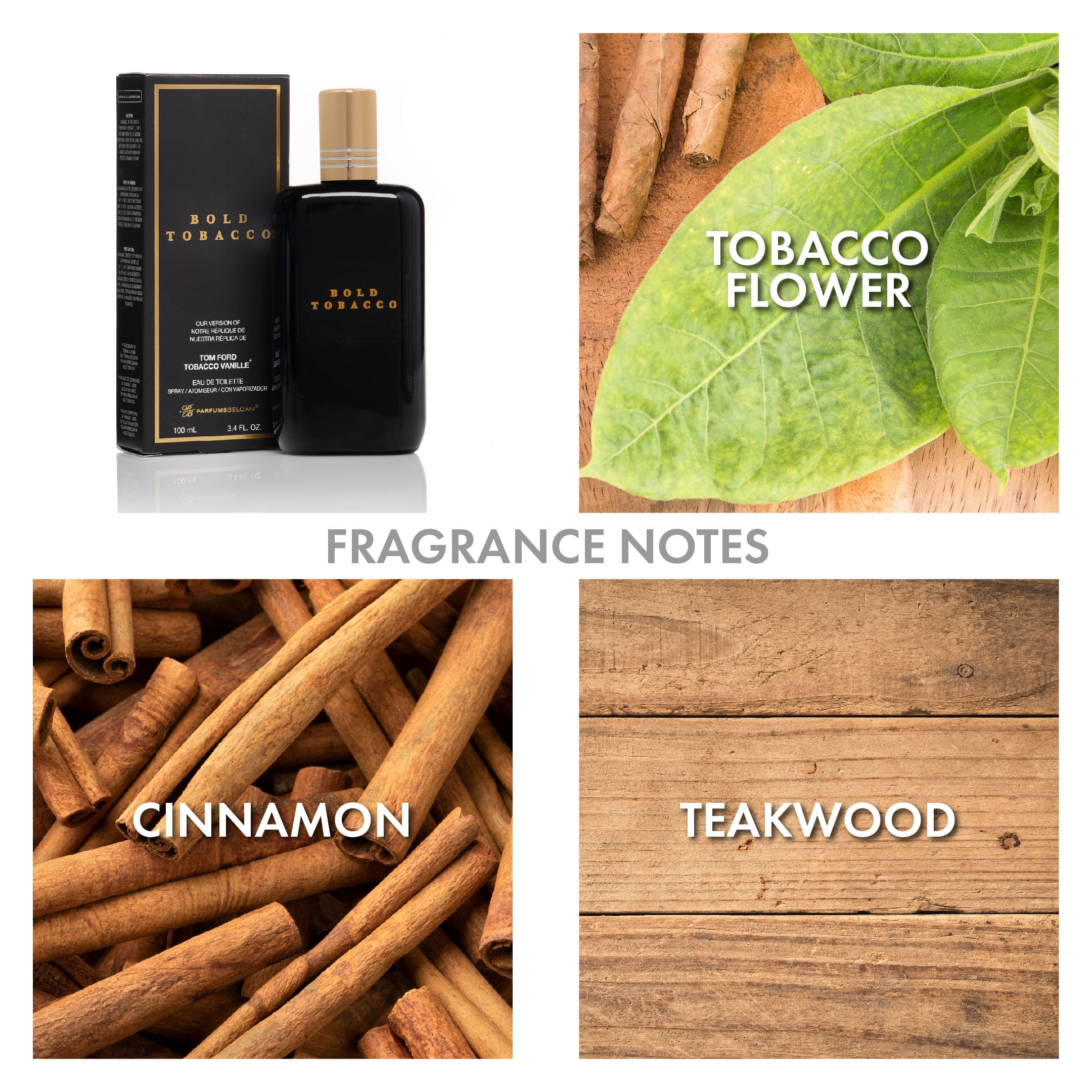 ParfumsBelcam Bold Tobacco Eau De Toilette, Cologne for Men, 3.4 fl oz