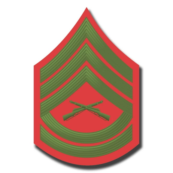 3.8 Inch USMC E-7 GUNNERY SERGEANT GREEN / RED CHEVRON DECAL