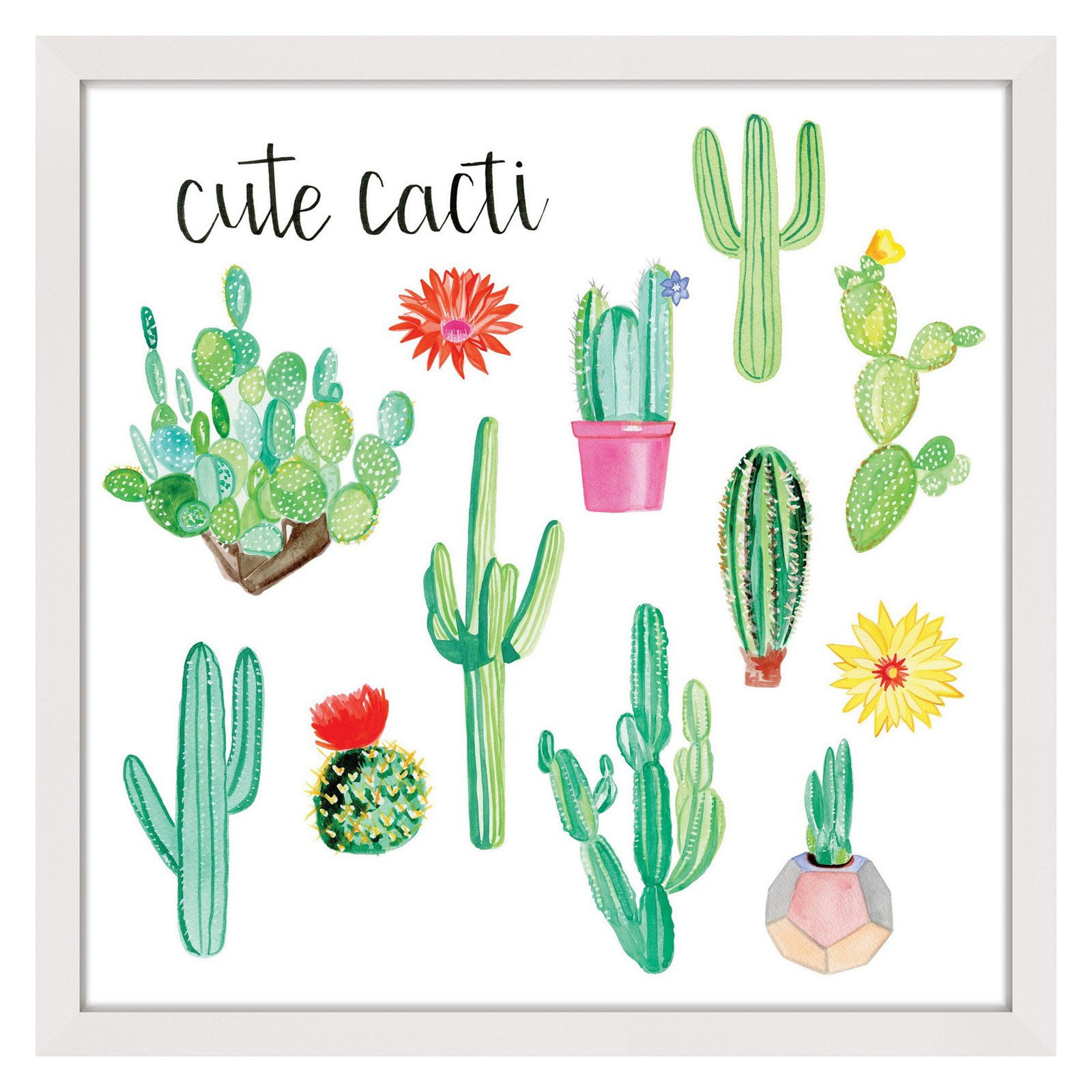 Marmont Hill "Cute Cacti" by Molly Rosner Framed Painting Print