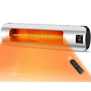 Flamemore Electric Patio Heater Outdoor 1500W Waterproof Infrared Heater Wall Mounted Remote Control