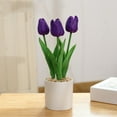 thumbnail image 1 of Artificial Flowers Tulip Potted Fake Plants Tree In Pot Home Wedding Party Decor Plastics Pink Yellow Red Champagneb Decoration, 1 of 12