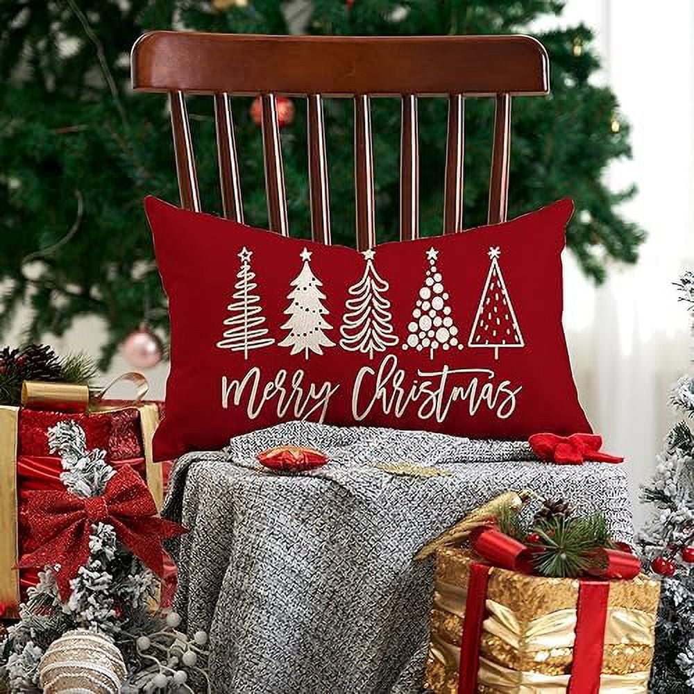 SHANLUO Christmas Decorations Throw Pillow Covers 12x20 Sofa Decor Clearance Outdoor Pillowcases Farmhouse Set of 2 for Couch, Lumbar, Bed, Living