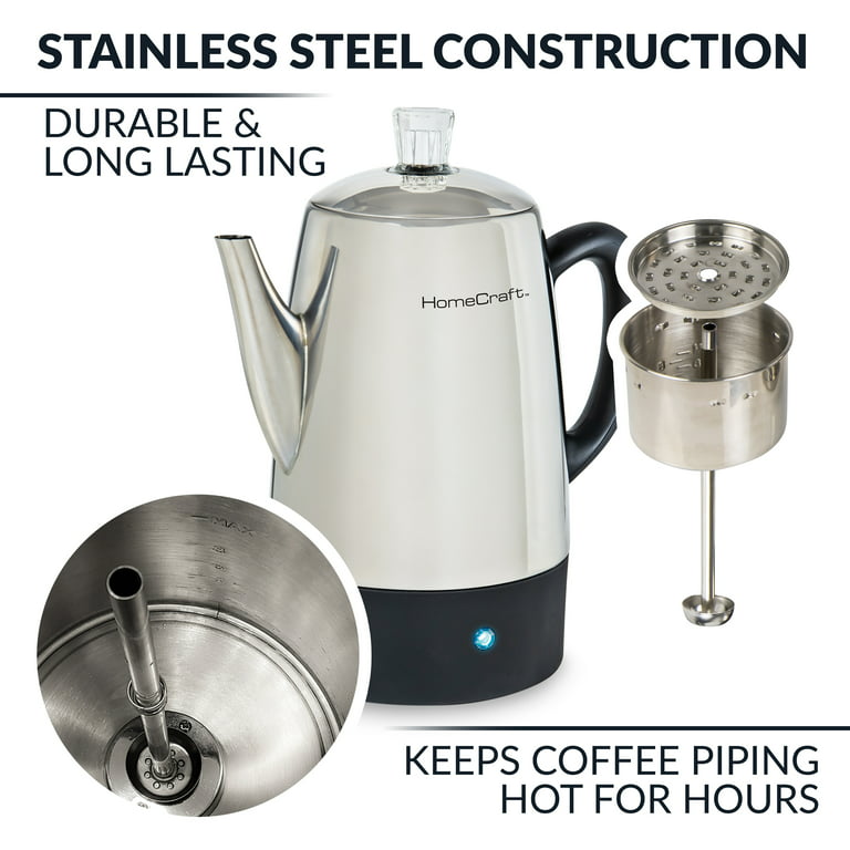 Mixpresso Electric Percolator Coffee Pot, Stainless Steel Coffee Maker, Percolator Electric Pot - 4 Cups Stainless Steel Percolator with Coffee