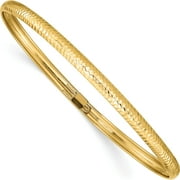 SWEET PEA JEWELLERY 10K Yellow Gold Textured Flexible Bangle (Width 4) (Length 7.5) - Jbsp