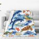 thumbnail image 1 of Fotbe Marine Animals Manta de Franela Acolchonada con Estampado, Súper Suave y Esponjosa, Extra Grande para Sofá, Cama, Uso Todo el Año-40"x30", 1 of 7