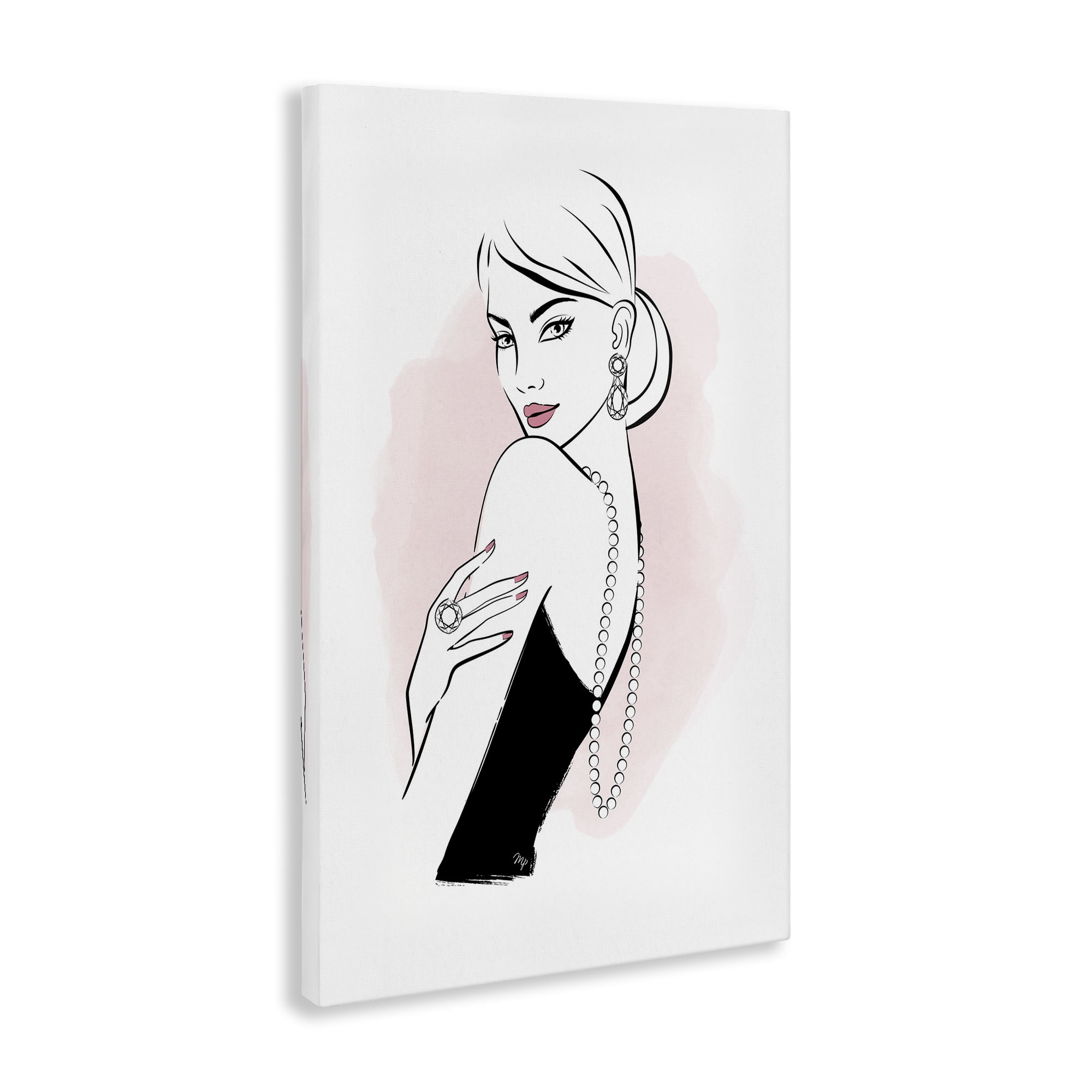 Stupell Industries Diamond Jewelry Girl Novelty Painting Gallery Wrapped Canvas Art Print Wall Art, 30 x 45