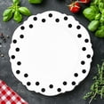 thumbnail image 7 of Smarty Had A Party White Plastic Plates, Disposable Dinner Plate with Black Round Dots Blossom Design, 10.25" Elegant Dinnerware for Wedding, Birthday & Other Occasions (120 pcs), 7 of 7