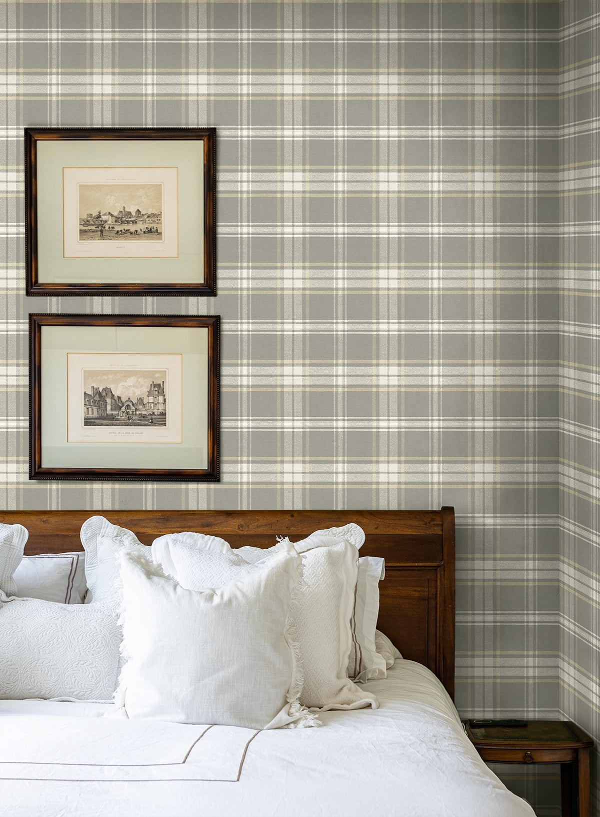 Seabrook Designs Dark Blue & Evergreen Dellabrooke Plaid Prepasted Wallpaper - 20.5 in. W x 33 ft. L Roll