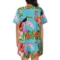 thumbnail image 3 of Lsque Tropical Jungle Flamingo Women's Short-Sleeved Pajama Set - 2 Piece Soft and Lightweight Sleepwear Set-Small, 3 of 9