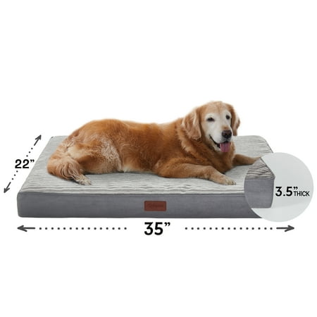 Ophanie 35in Gray Orthopedic Dog Bed For Large Dogs with Egg Crate Foam Support and Non-Slip Bottom, Waterproof and Machine Washable Removable Pet Bed Cover,L size(35"x22"x3.5")