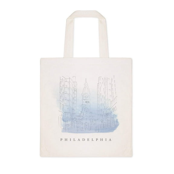 Philadelphia Cityscape Cotton Canvas Tote Bag