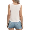 thumbnail image 2 of WomenRound Neck Crochet Hollow Out Sleeveless Casual Crop Knit Sweater Tank Tops, 2 of 5