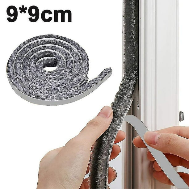 Black Extra Longer Burlete con sello de cepillo para ventana y puerta, autoadhesivo 5m