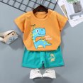 thumbnail image 2 of TOWED22 Toddler Boy Clothes Fire Engine Embroidery T-Shirt Plaid Shorts Summer Baby Boys Outfits(Orange,18-24 M), 2 of 4