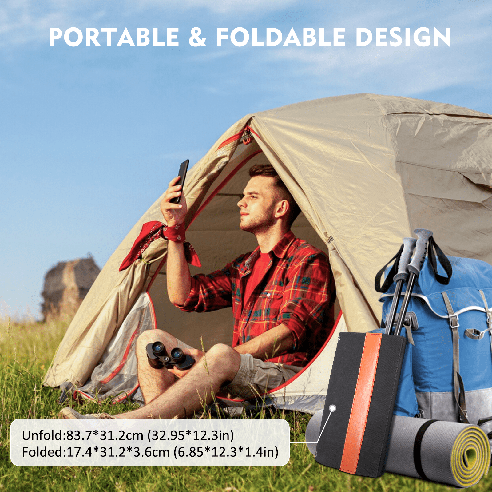 SZRSTH Solar Panel Charger - 28W Camping Solar Panel Dual USB IP65 Waterproof Backpacking Charger Compatible with iPhone iPad Samsung Galaxy
