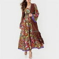 thumbnail image 2 of Women Casual Loose Bohemian Floral Dress Short Sleeve Long Maxi Summer Beach Swing Dress, 2 of 9