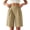 Khaki, variant on Women's Double Button Pleated Bermuda Shorts High Waist Front Pleat Straight Suit Shorts with Side Pockets for Office Daily Wear