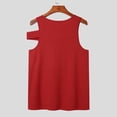 thumbnail image 7 of FRSASU Men's Solid Cut Out Asymmetrical Neck Tank Tops Streetwear Sleeveless Training Fitness Tee Red, 7 of 7
