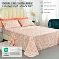thumbnail image 5 of American Home Collection Floral Bed Sheets, Soft Microfiber Wrinkle Resistance Durable and Easy Care, Peach Pattern 6 Piece Set for Queen Size Bed, 5 of 6