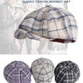 thumbnail image 2 of sweethay Boinas sombrero a cuadros Otoño Invierno cálido Festival al aire libre Camping viajes senderismo calle moda gorra plana con visera para hombre Sombreros amarillo beis sweethay AP013486-03, 2 of 6