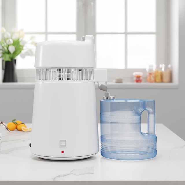 Distilled Water Machine, 1 Gallon 4L/750w Water Distillers for Home Countertop with Smart Switch Purifier Filter for Home Office