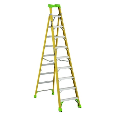 Louisville Ladder 10' Fiberglass Cross-Step Ladder, 14' Reach, 375 lbs Load Capacity, FXS1410HD