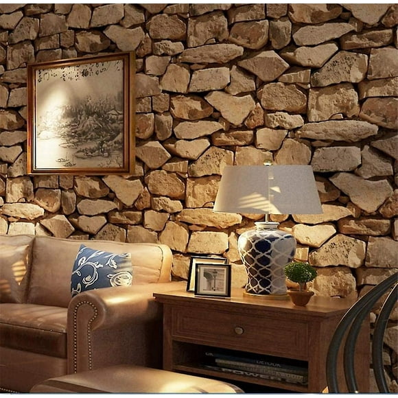 Retro stereo wallpaper Imitation Stone Texture Wallpaper decoration Bedroom TV Wall Living room Wallpaper 0.53cm*9.5m (L)