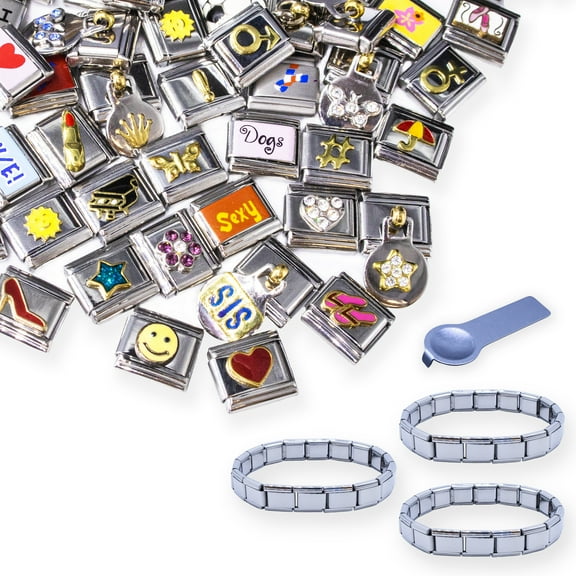 Fablinks 60 Piece Italian Link Charm Bracelet Set