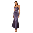 thumbnail image 5 of Angel-fashions Women's V Neck Spaghetti Strap Mermaid Satin Dress Sleeveless Crisscross Lace Up Backless Wedding Bridesmaid Evening Party Gown 558, 5 of 7