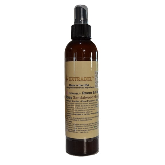 EXTRADEL 8 oz Room Spray & Fabric Freshener Sandalwood & Bergamot Odor Eliminating Plant Based Signature Scent Blend,