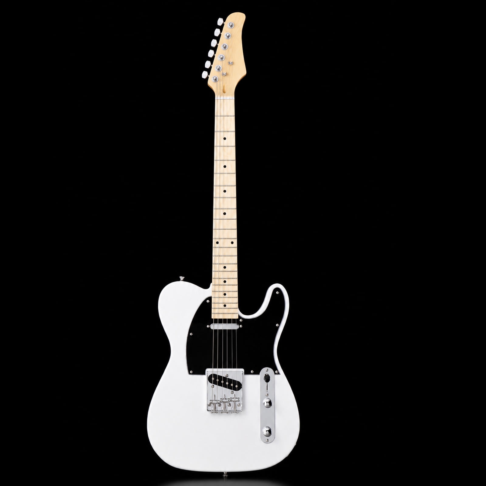 GTL Right‑Handed Electric Guitar, White Contoured Basswood Body Maple Fingerboard 22‑Fret 2 Single‑Coil Pickups Electric Guitar with Full Accessories