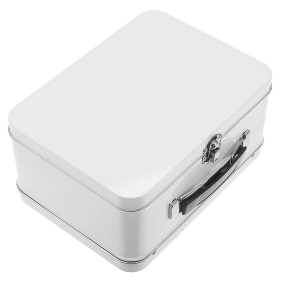 ADDHAT Party Decoration Storage Containers White Metal Tin 1Pack
