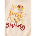 thumbnail image 4 of Infant Baby Thanksgiving Sweatshirt Jumpsuit Cartoon LetterTurkey Print Round Neck Long Sleeve Romper, 4 of 8