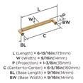 thumbnail image 5 of Amerock Balata 6-5/16 inch (160mm) Center-to-Center Champagne Bronze Cabinet Pull, 5 of 6