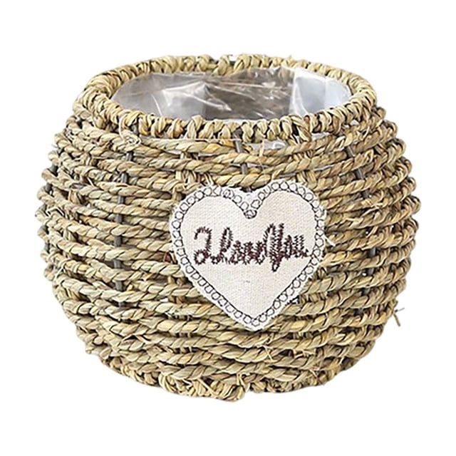Deeceymbur 6 Inch Handmade Rattan Woven Flower Pot Boho Style Decor for Succulents Small Plantss Home Office