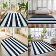 thumbnail image 4 of Area Rugs 5'x7', Aqua Navy Blue Striped Carpet Runner Indoor Outdoor Rugs Home Decor Aesthetic, Modern Abstract Lines Geometric Non Slip Mats Washable Accent Rug for Living Room Bedroom, 4 of 8