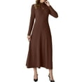 thumbnail image 5 of Cueply Dresses for Women Casual Long Sleeve Fall Spring Mock Neck Pullover Long Dresses with Pockets, 5 of 8