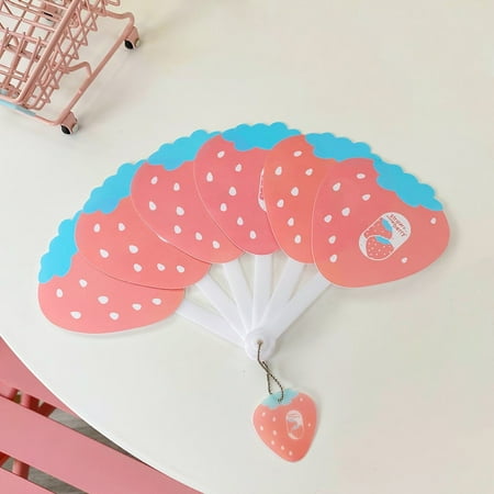 

〖Roliyen〗Home Decor Paper Fans Set Hand Held Six Fold Fan Cute Portable Pp Folding Fan Cartoon Hand Fan Cool Fan