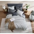 thumbnail image 5 of Queen Comforter Set, Bed in A Bag 7-Pieces, Light Grey Textured All Season Comfortable Bedding Sets with Comforter, Sheets, Pillowcases & Shams (Light Grey, 90"x90"), 5 of 9
