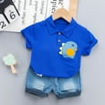 thumbnail image 2 of Reduce!Holloyiver Toddler Boys Summer Dinosaur Outfits Kids Baby Casual Short Sleeve Shorts Clothes Set Blue, 2 of 3
