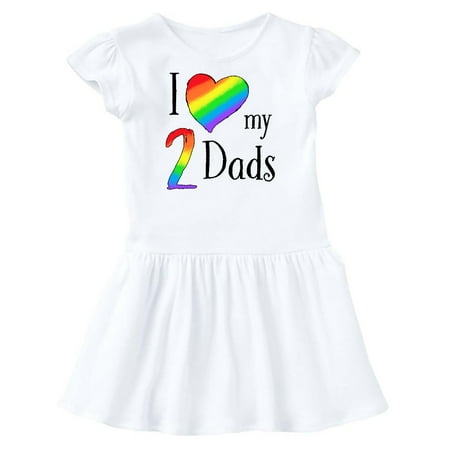

Inktastic I Love my Two Dads- Pride Rainbow Heart Gift Toddler Girl Dress