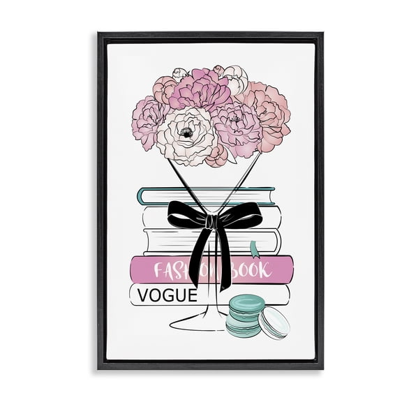 Stupell Industries Flower Bouquet Martini Botanical & Floral Painting Black Floater Framed Art Print Wall Art, 17 x 25