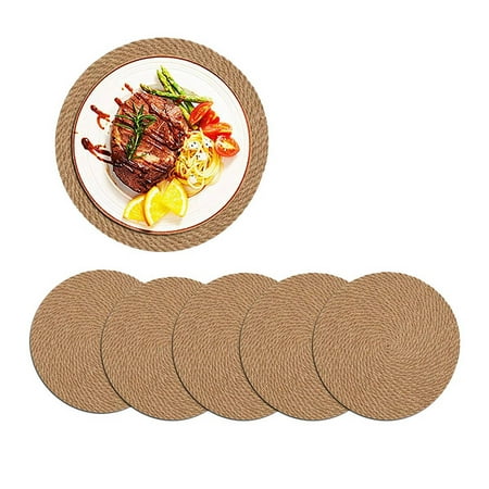

Round Braided Placemats Set of 6 7 Inch Heat Resistant Thick Hot Pads