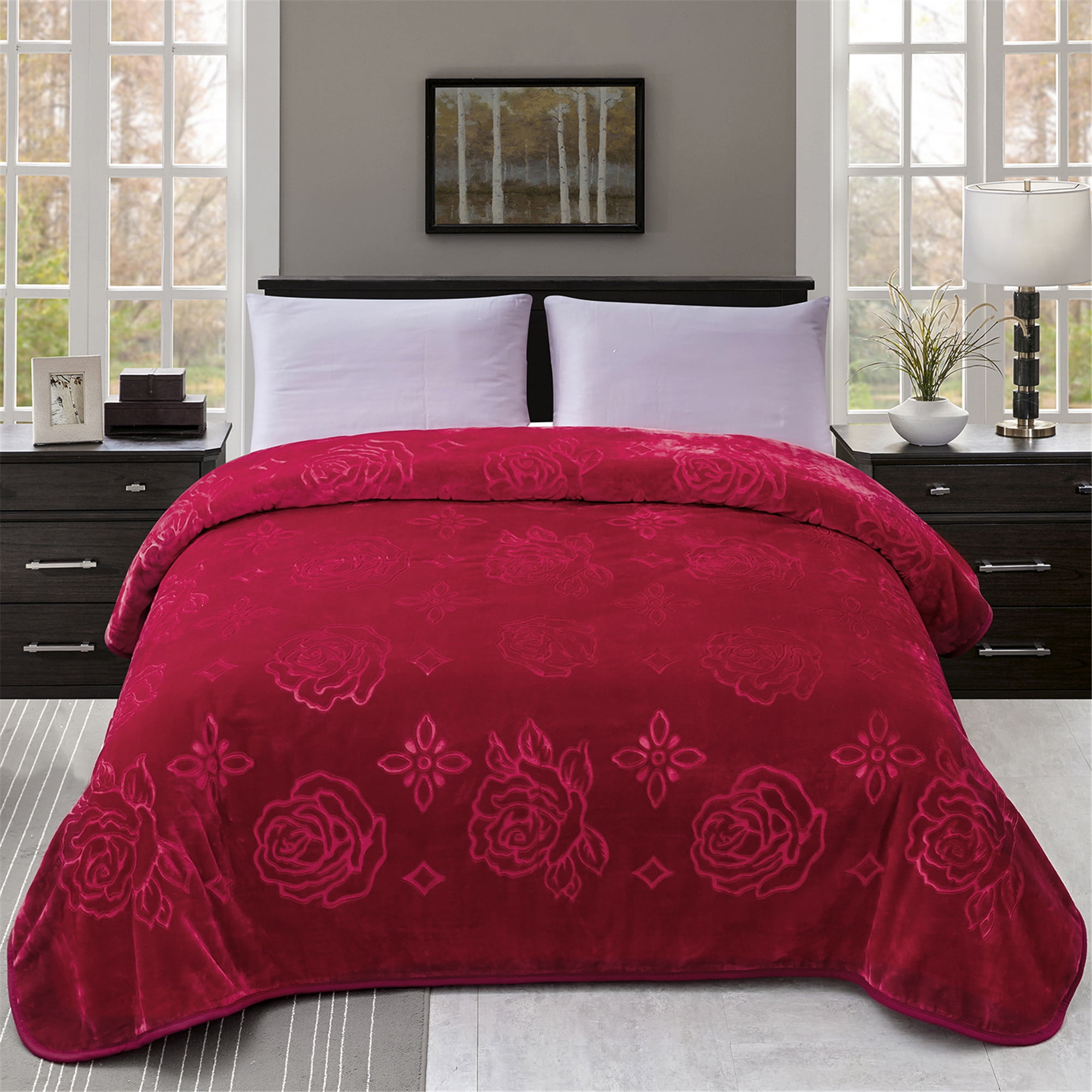 Queen Size Plush Fleece Blanket (80" x 90") - 3.6 Lb, Super Soft Warm