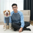 thumbnail image 2 of NovaStitch Fleece Dog T-Shirt Striped Short Sleeves Pet Sweatshirt Soft Dog Shirts Lightweight Stretchy Dogs Clothes for Medium Dogs Sky Blue 4XL, 2 of 6