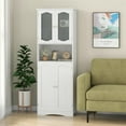 thumbnail image 6 of Demi Bonn 64.5" Tall Freestanding Bathroom Storage Cabinet with Frost Glass Doors and Shelves, Pantry Cabinets, White, 6 of 10
